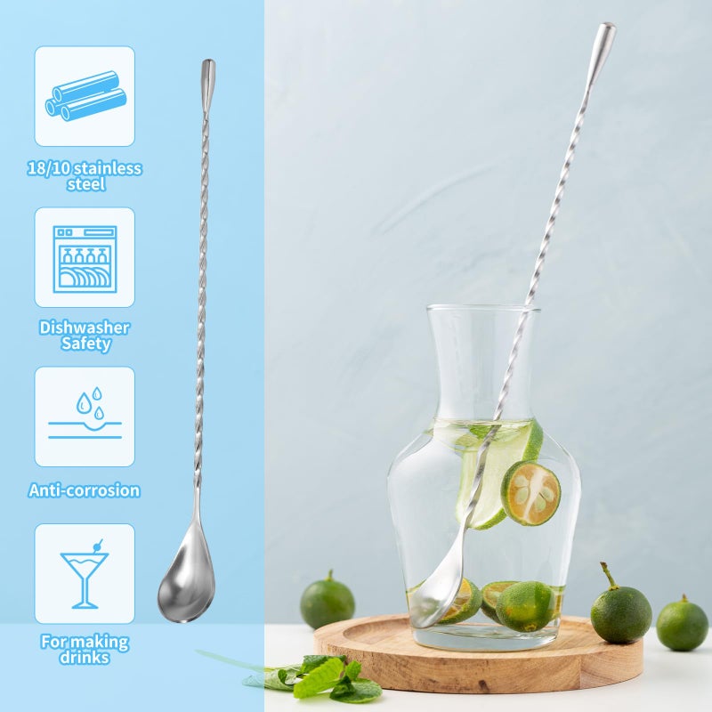 SZLFSX 6 Pcs 12 Inch Bar Mixing Spoon Cocktail Spoon Stainless Steel Bar Long Spoon With Spiral Pattern - Image 5